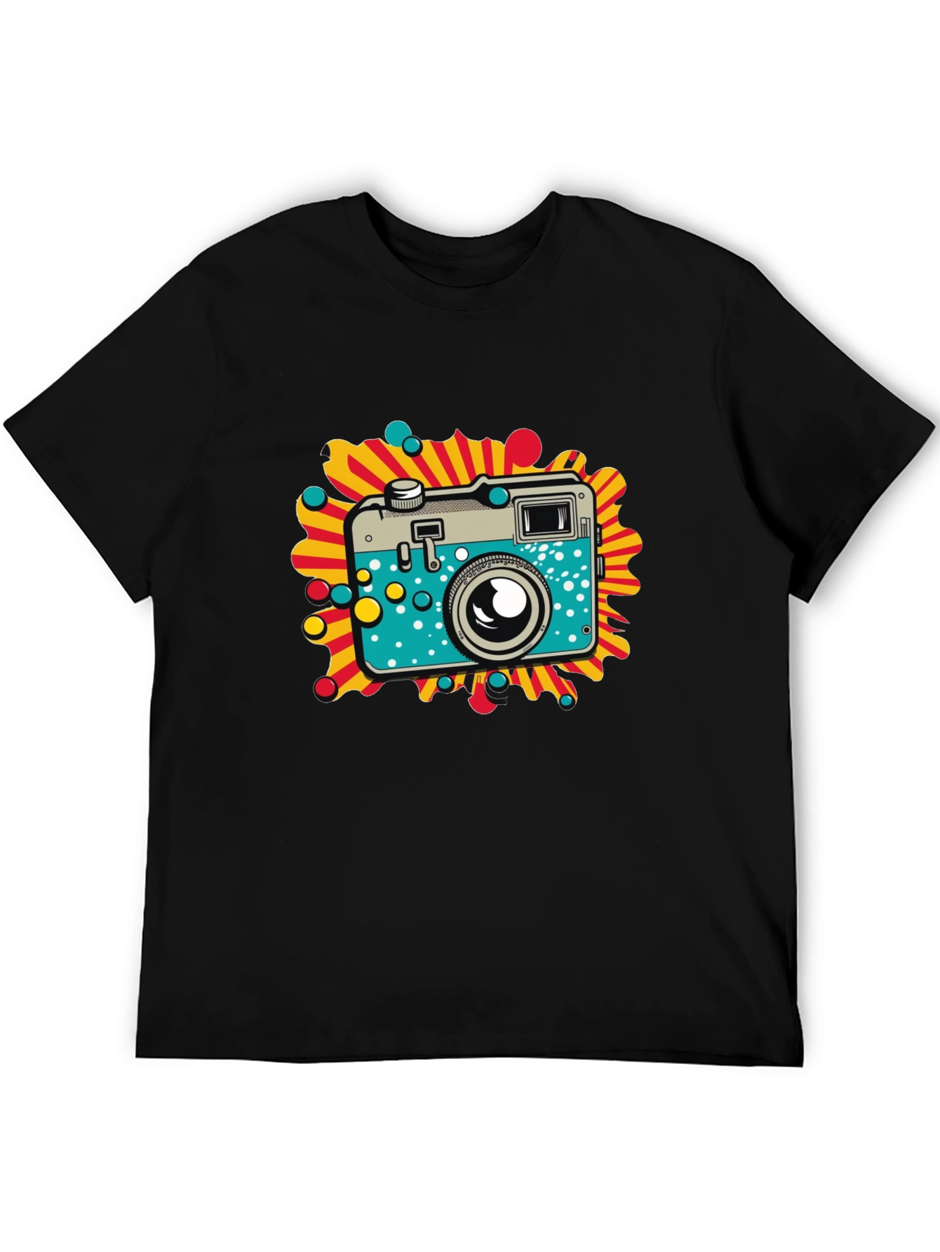 Retro Camera Graphic Black T-Shirt