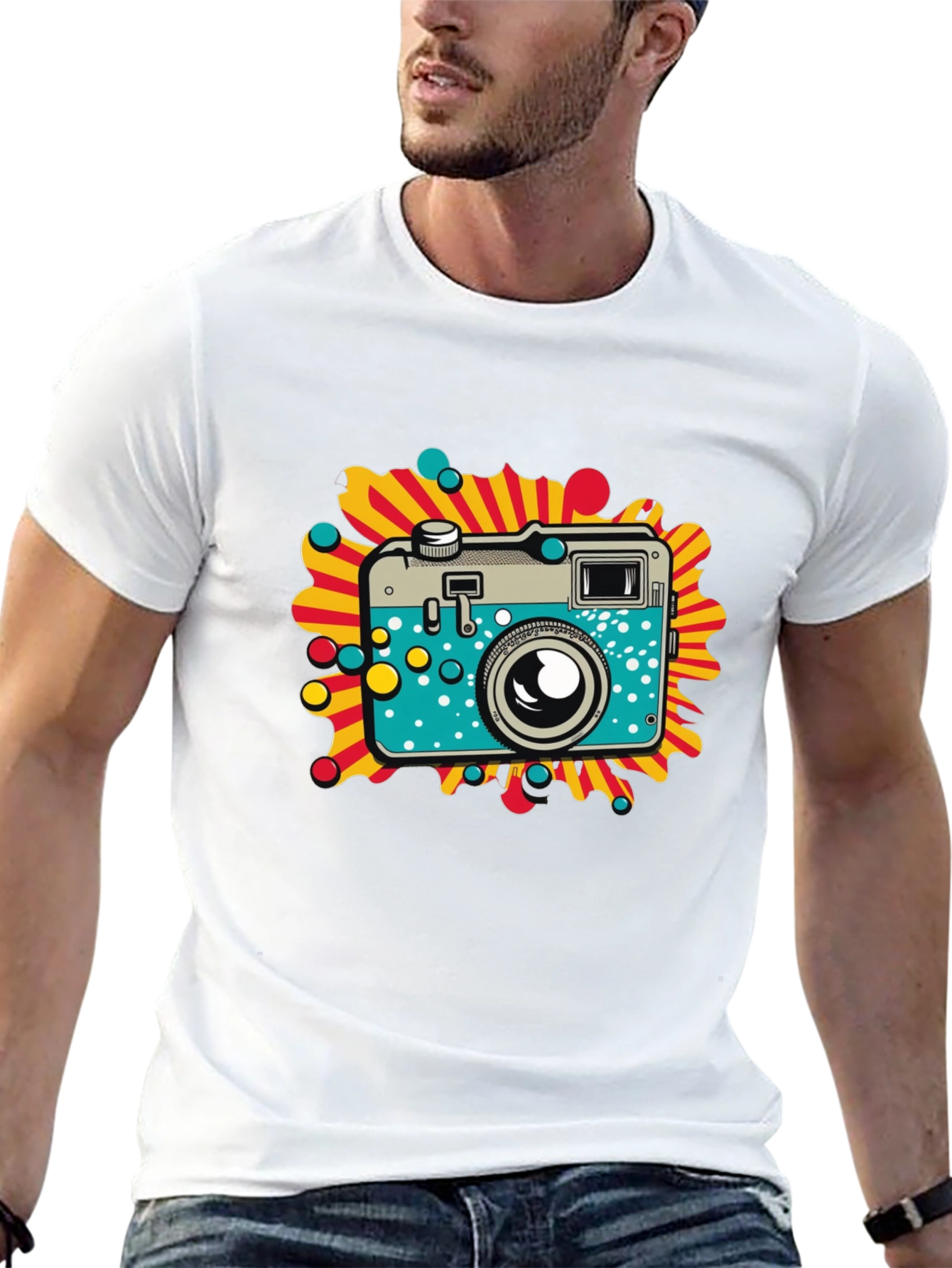 Retro Camera Graphic Black T-Shirt