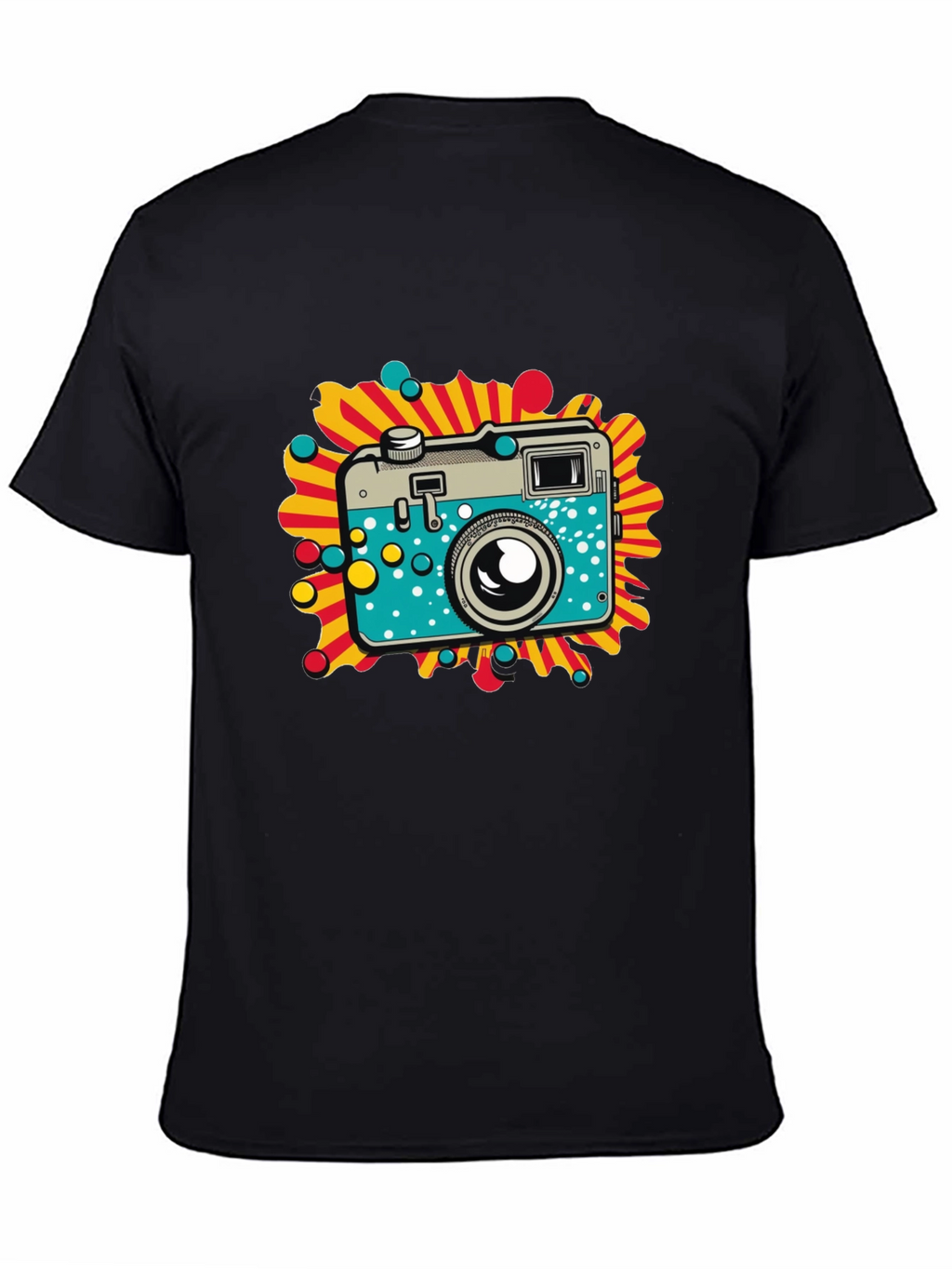 Retro Camera Graphic Black T-Shirt