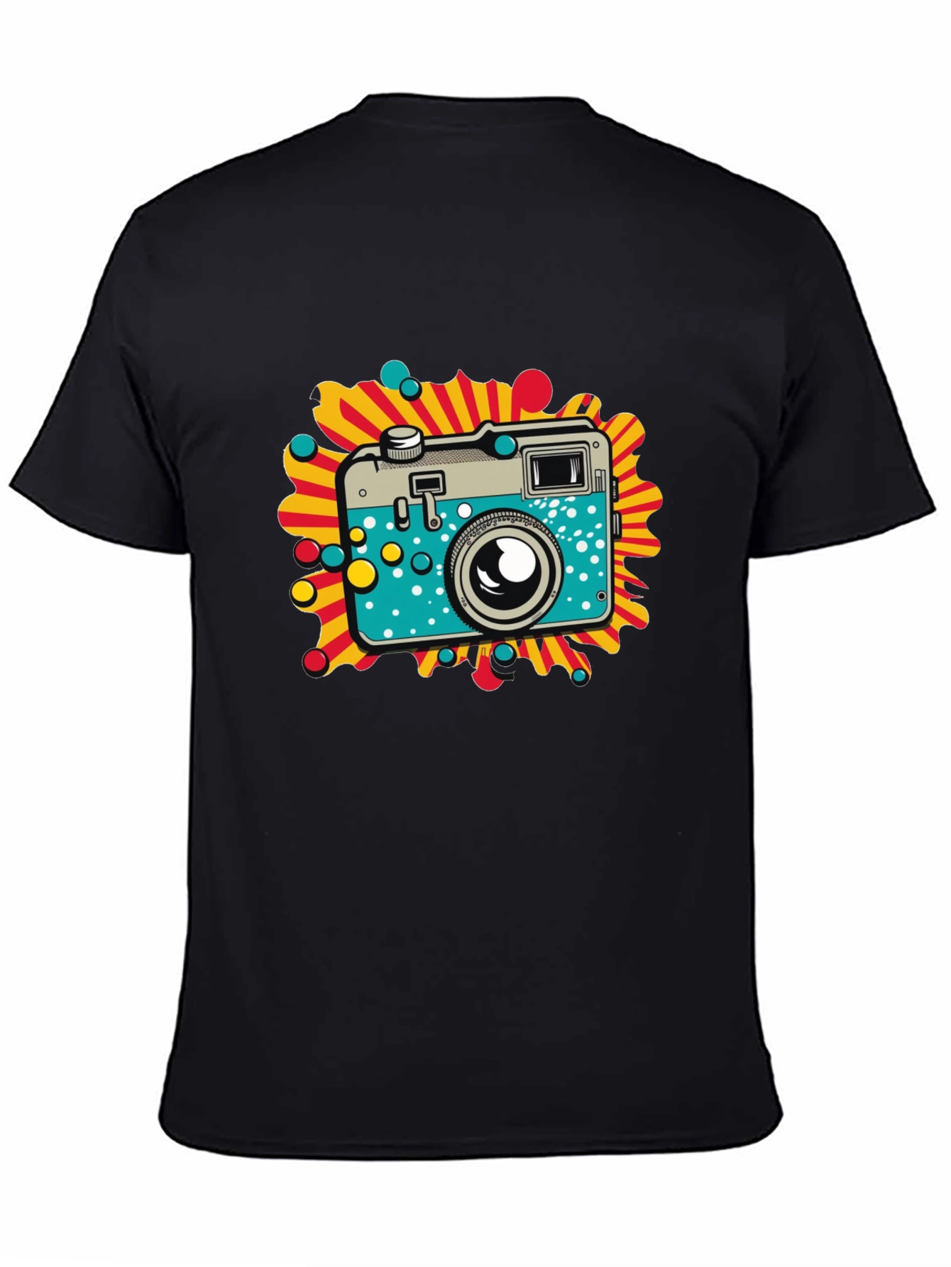Retro Camera Graphic Black T-Shirt