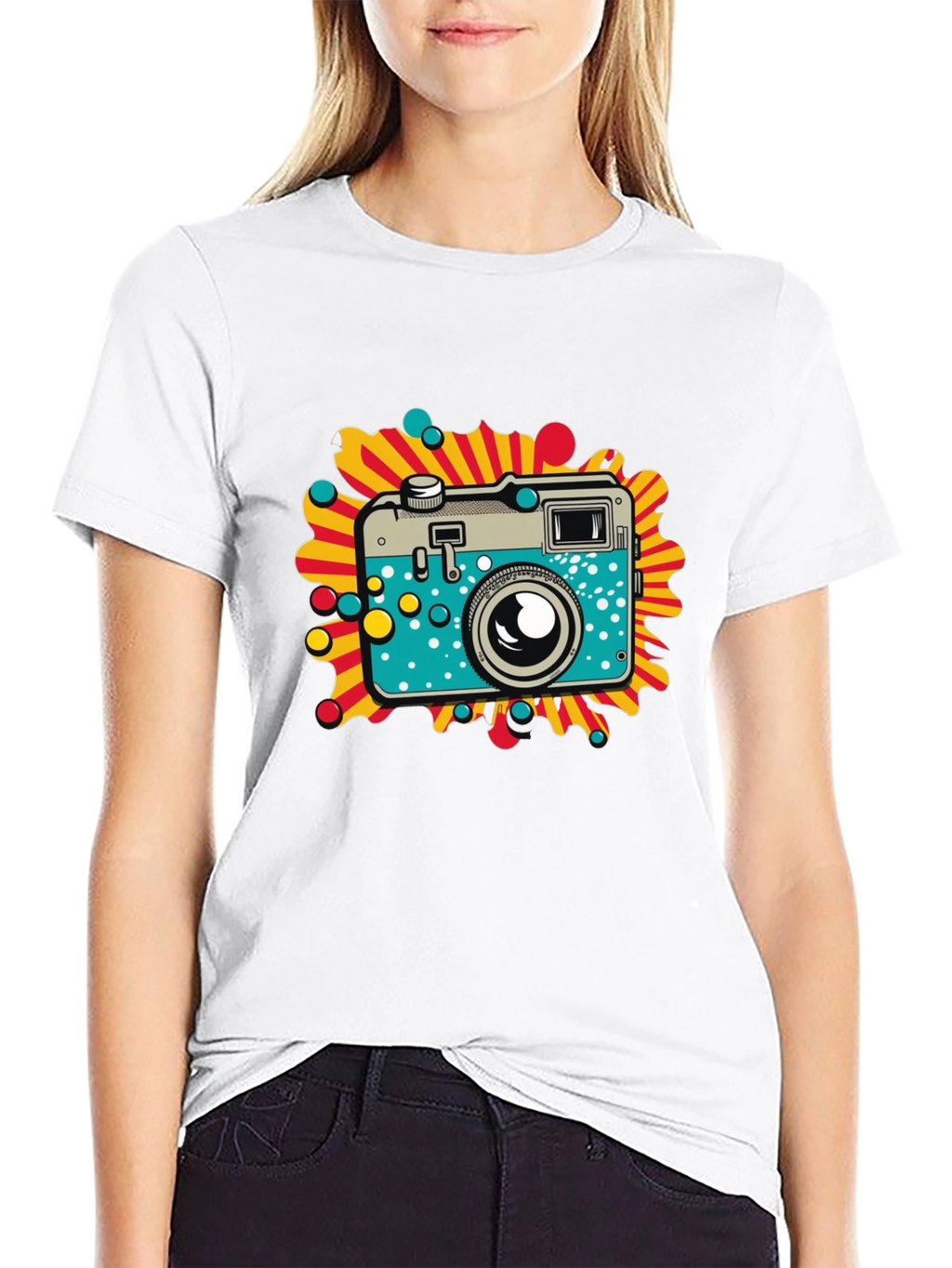 Retro Camera Graphic Black T-Shirt