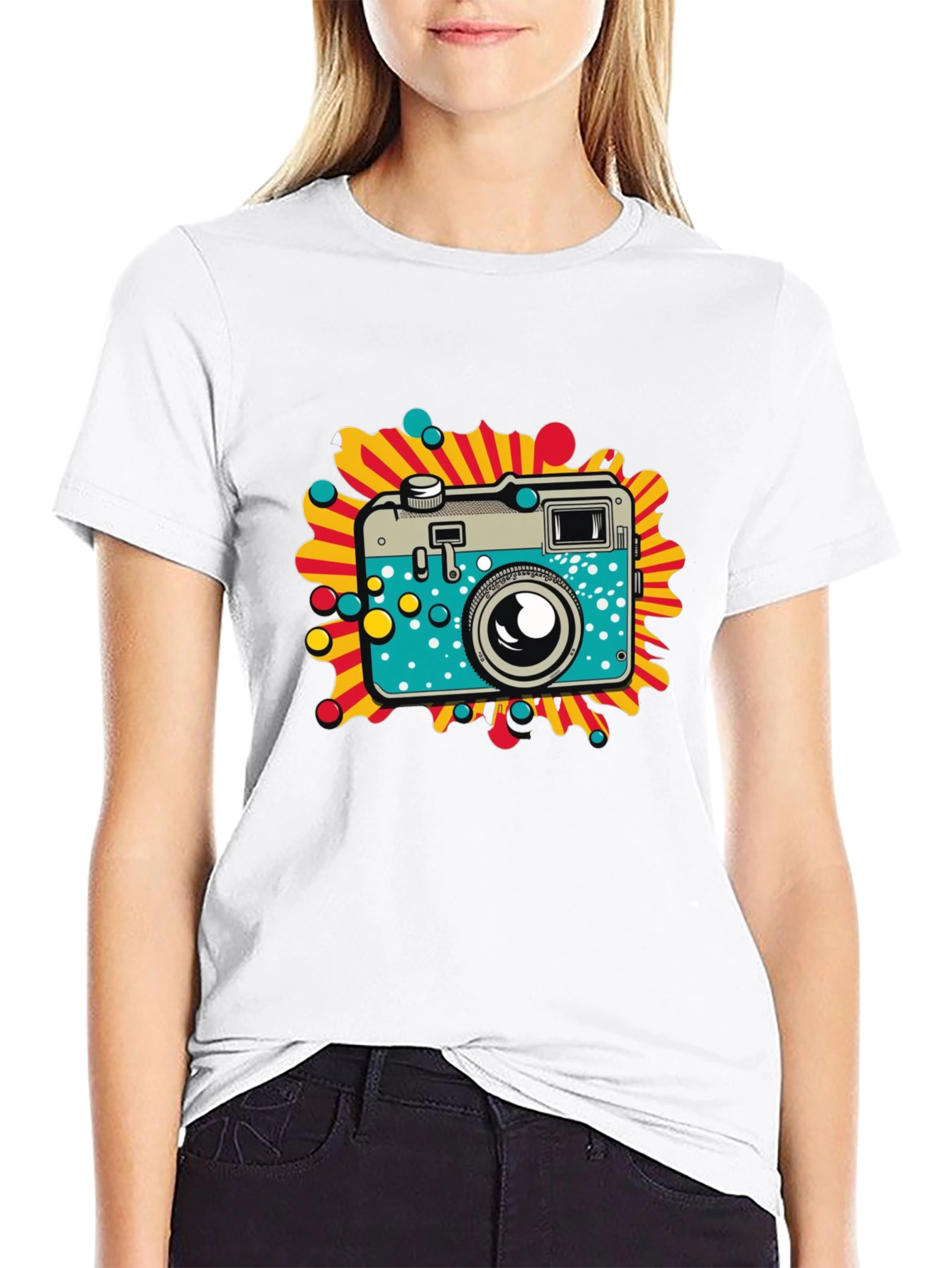 Retro Camera Graphic Black T-Shirt