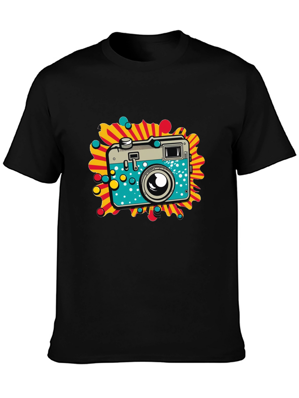 Retro Camera Graphic Black T-Shirt