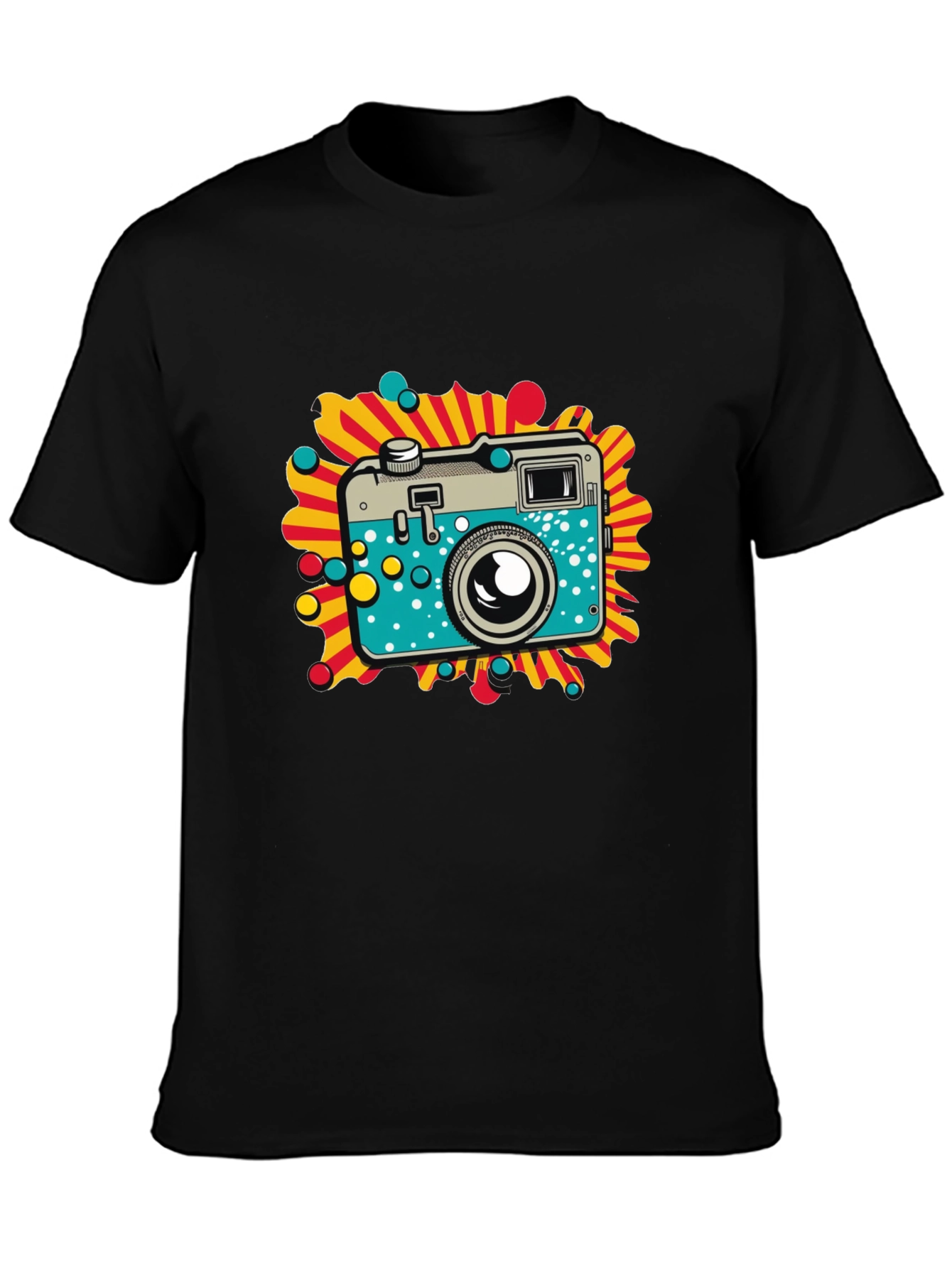 Retro Camera Graphic Black T-Shirt