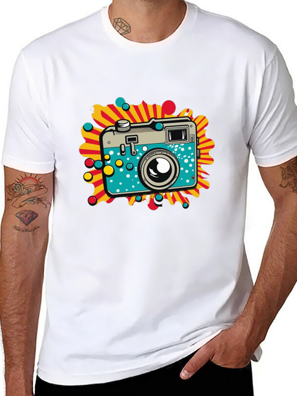 Retro Camera Graphic Black T-Shirt