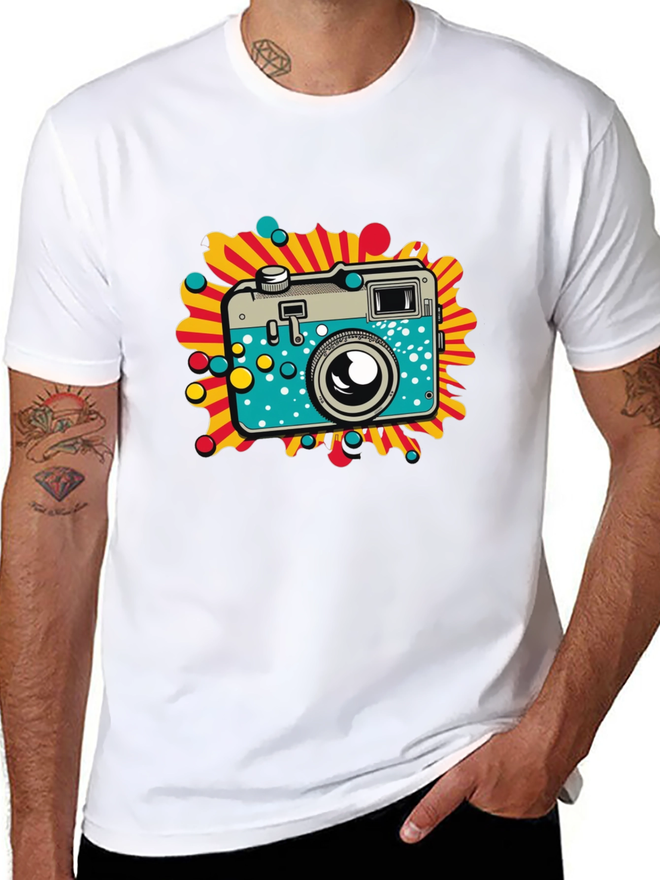 Retro Camera Graphic Black T-Shirt