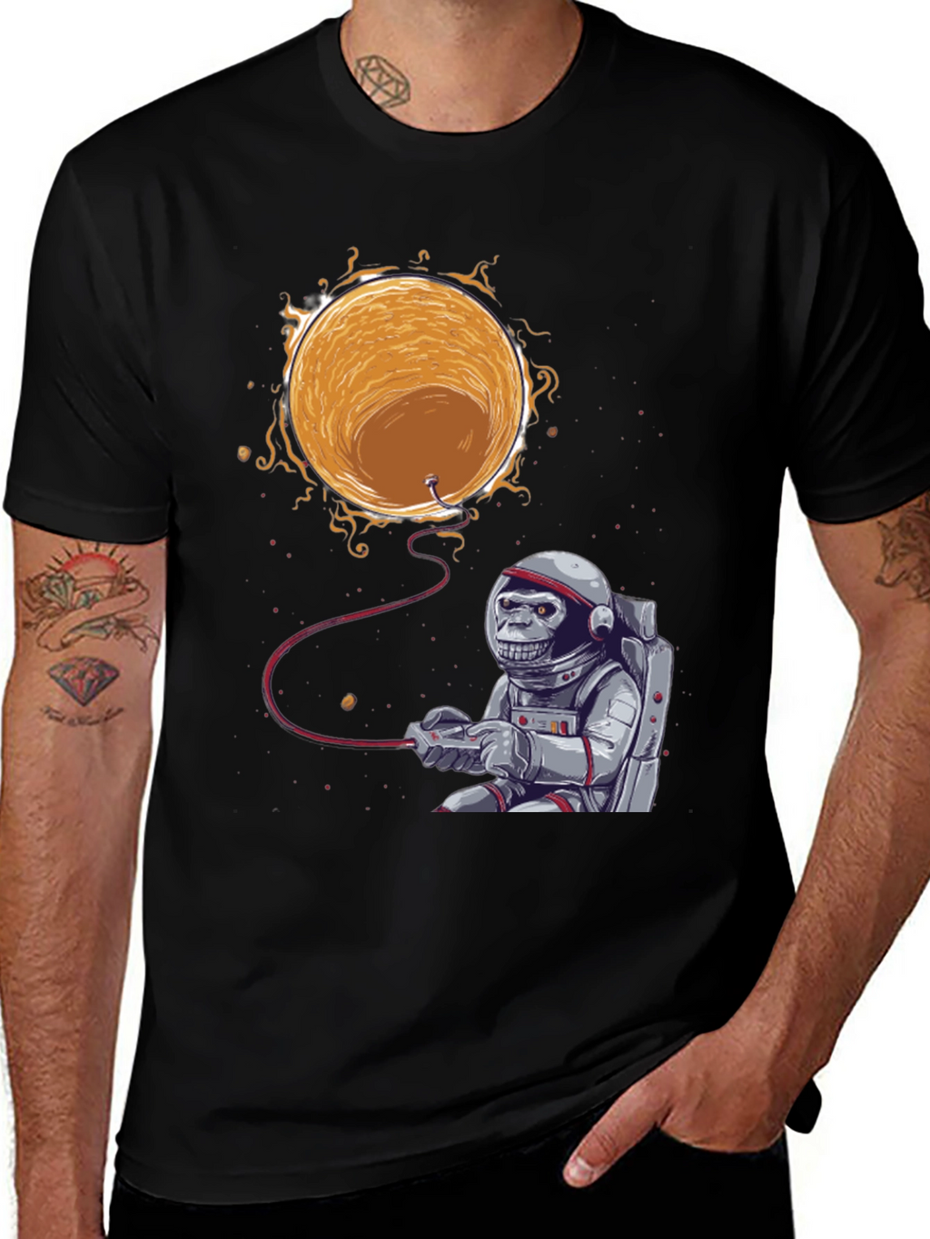 Astronaut Monkey Gamer T-Shirt - Space Adventure