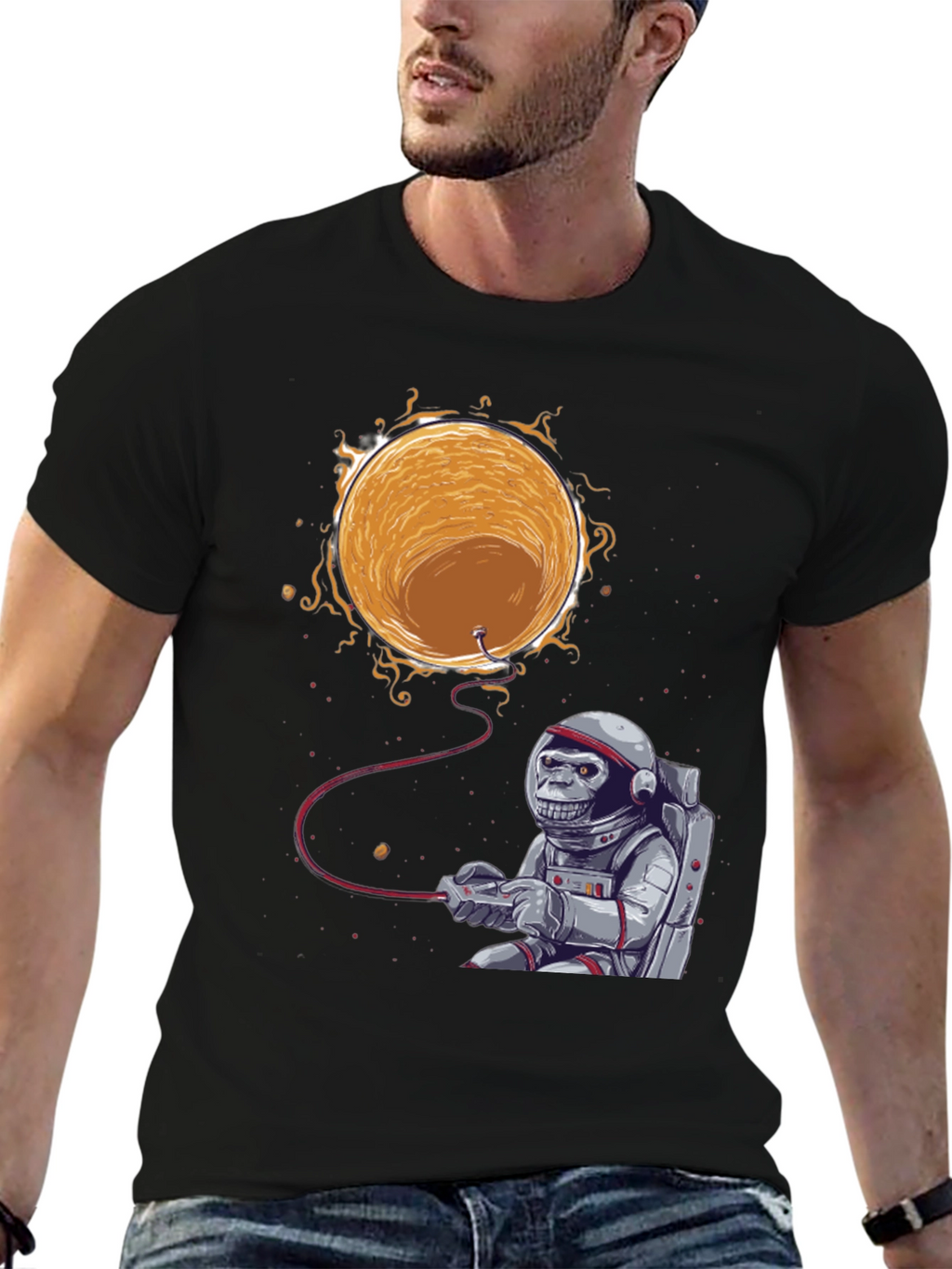 Astronaut Monkey Gamer T-Shirt - Space Adventure