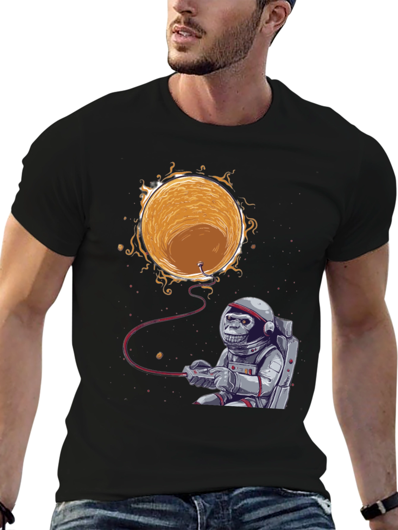 Astronaut Monkey Gamer T-Shirt - Space Adventure