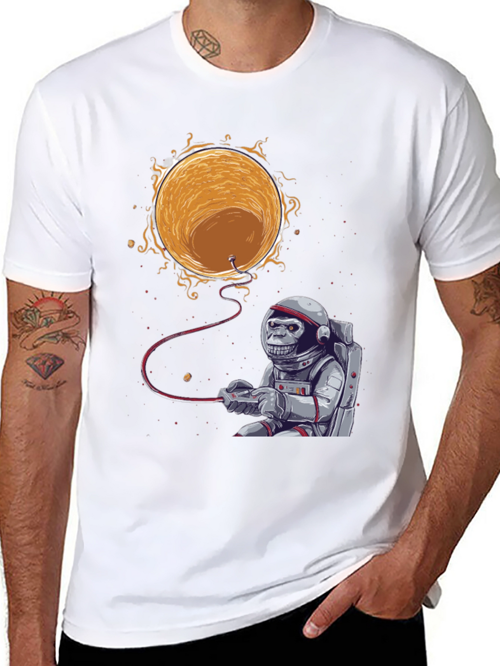 Astronaut Monkey Gamer T-Shirt - Space Adventure