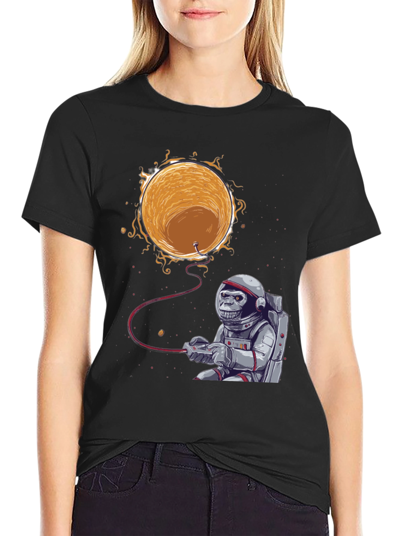 Astronaut Monkey Gamer T-Shirt - Space Adventure