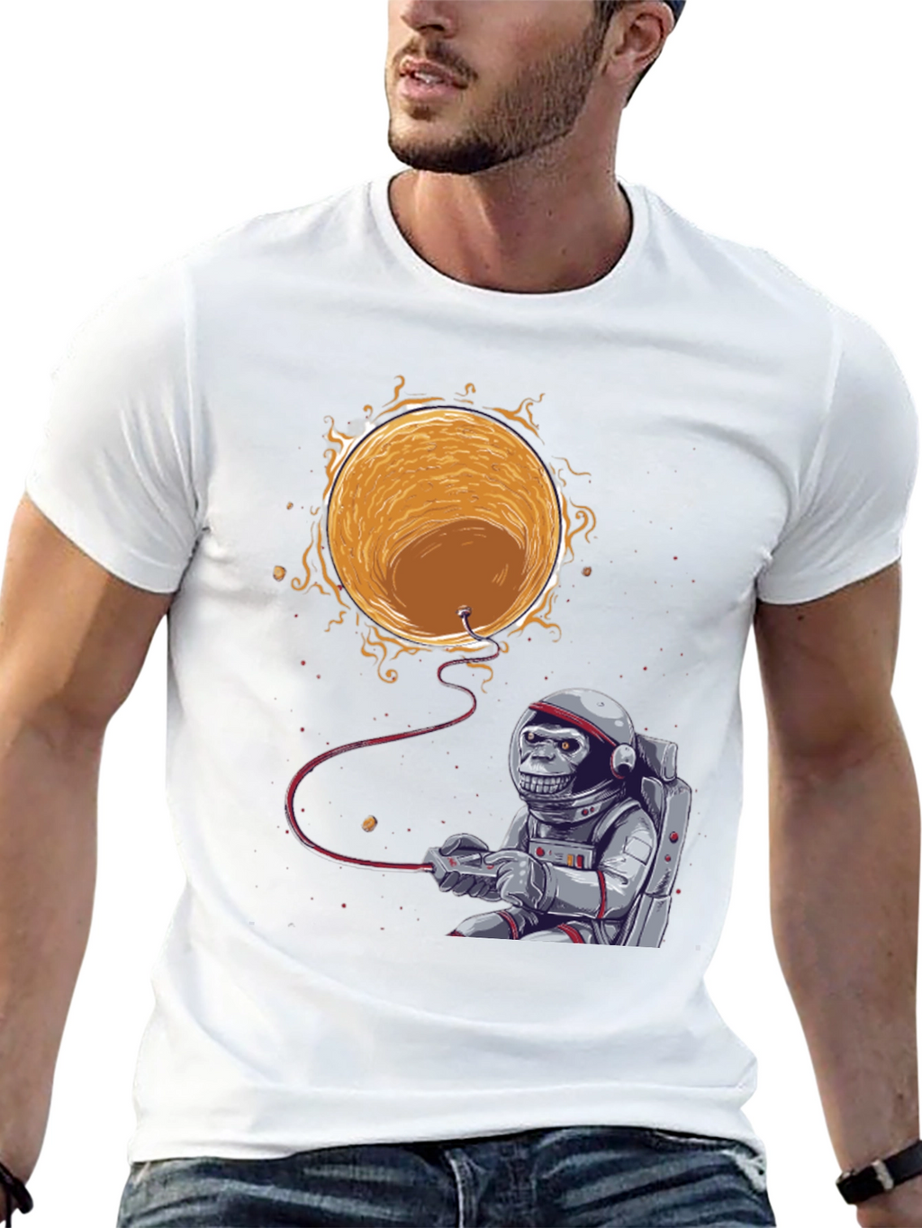 Astronaut Monkey Gamer T-Shirt - Space Adventure