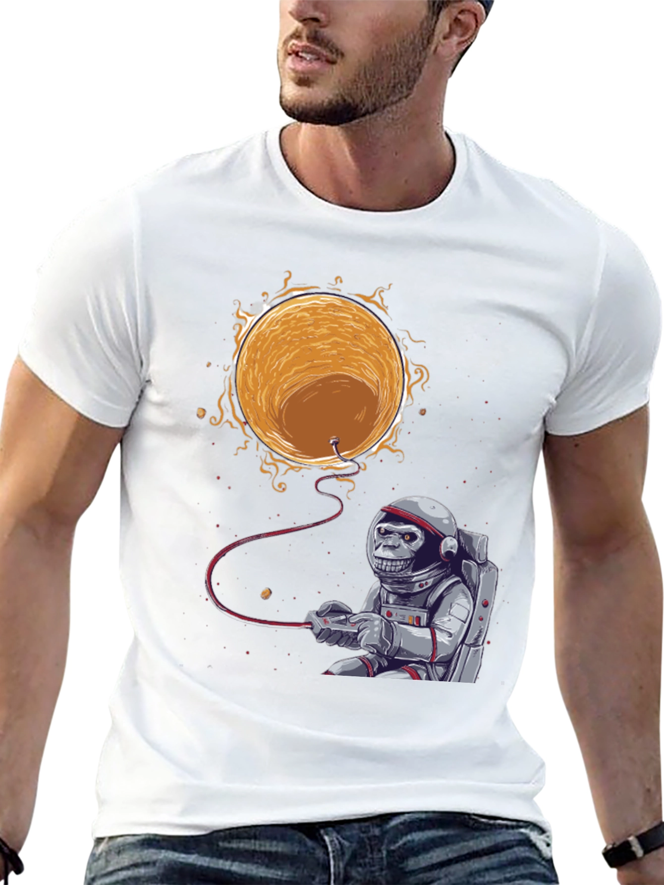 Astronaut Monkey Gamer T-Shirt - Space Adventure