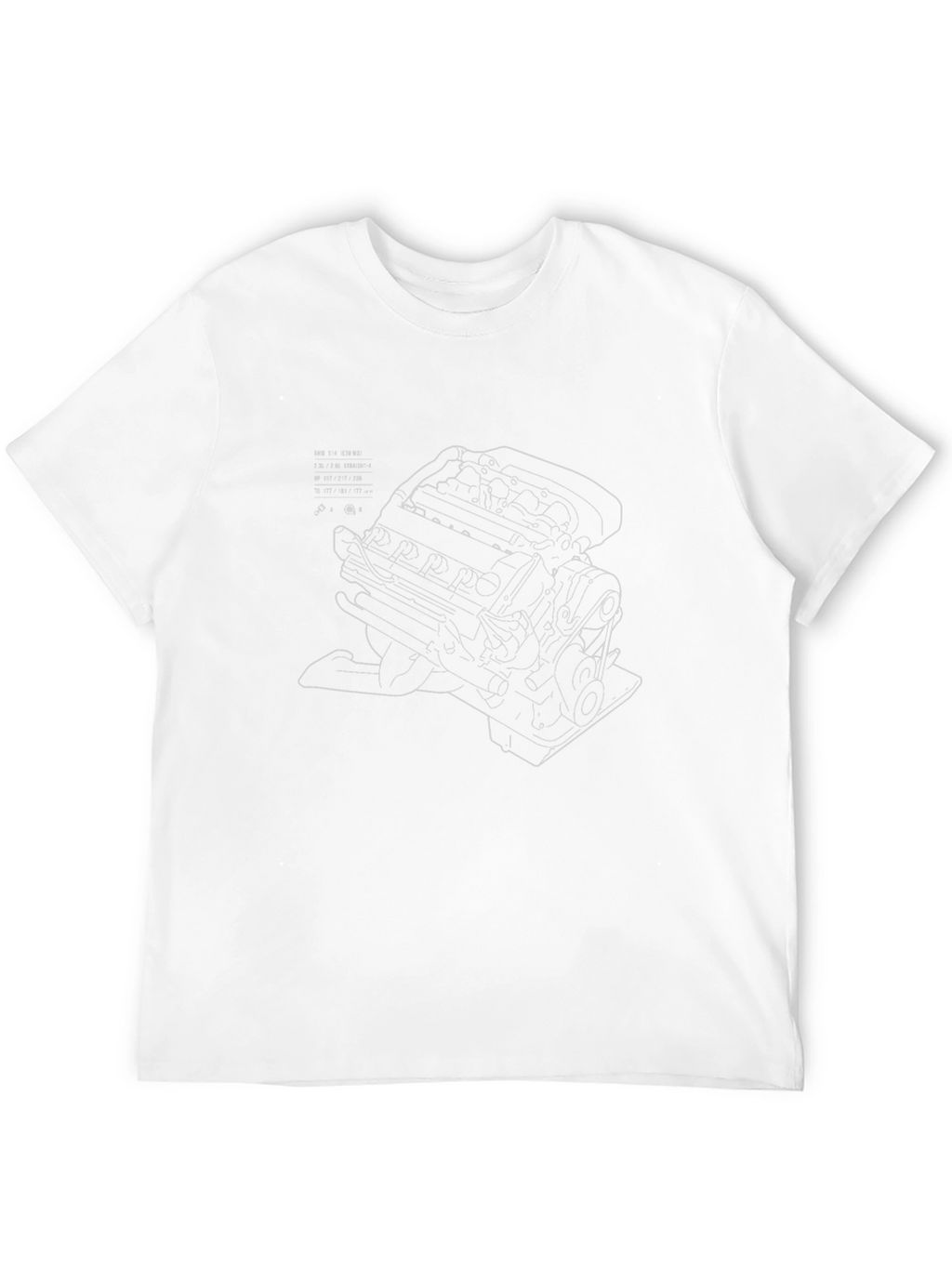 Automotive Engine Graphic Print Black Tee