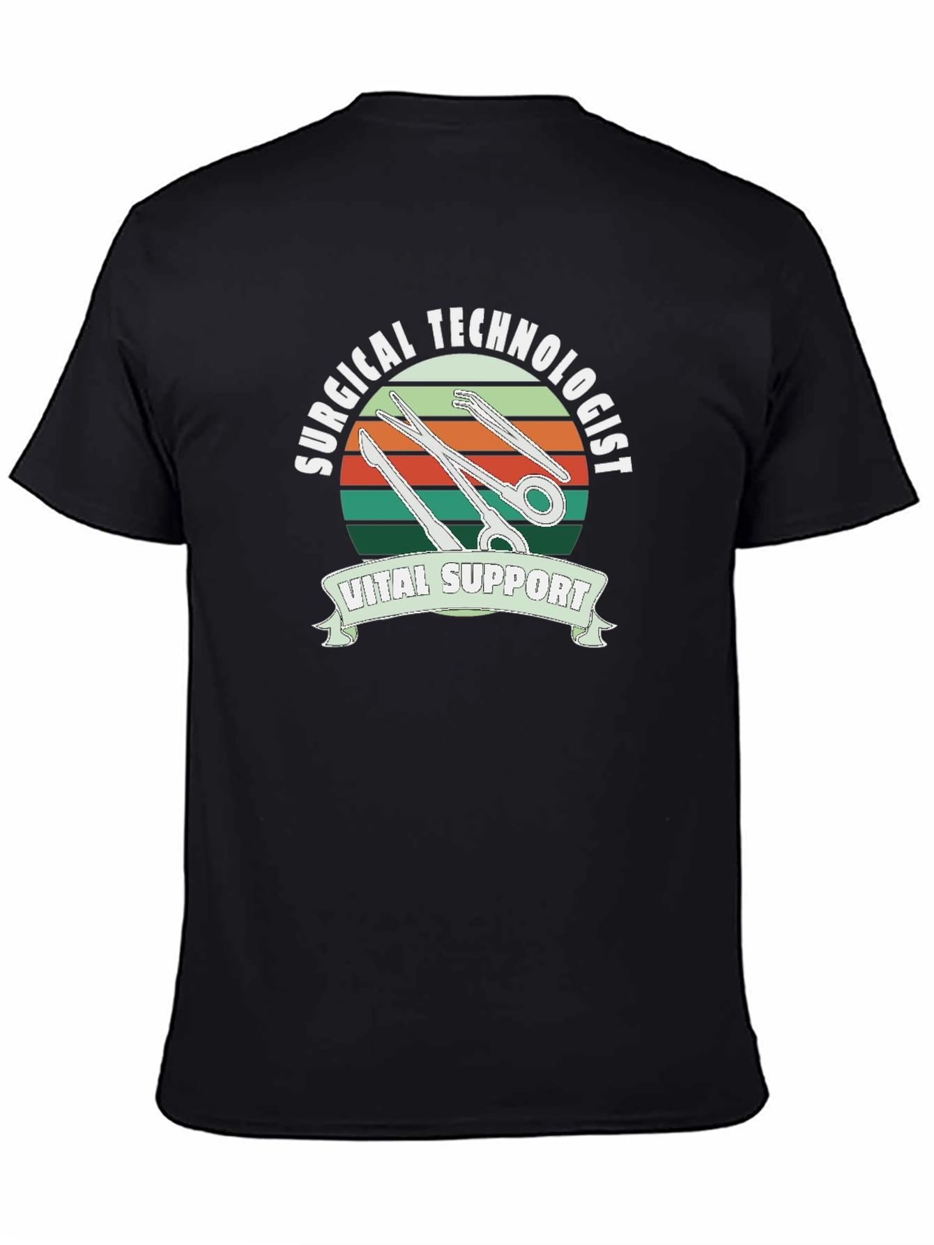Surgical Technologist Vital Support Black T-Shirt