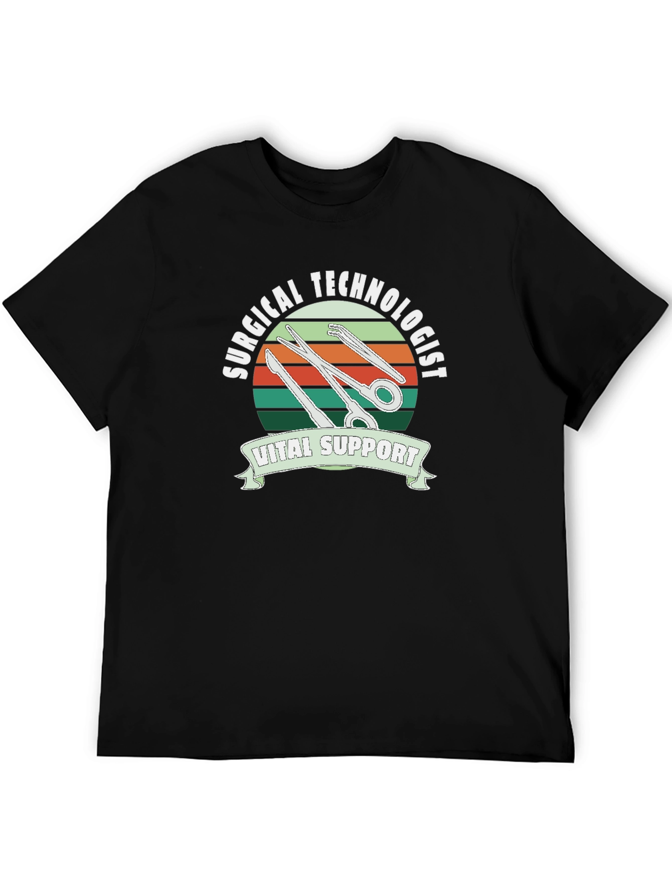 Surgical Technologist Vital Support Black T-Shirt