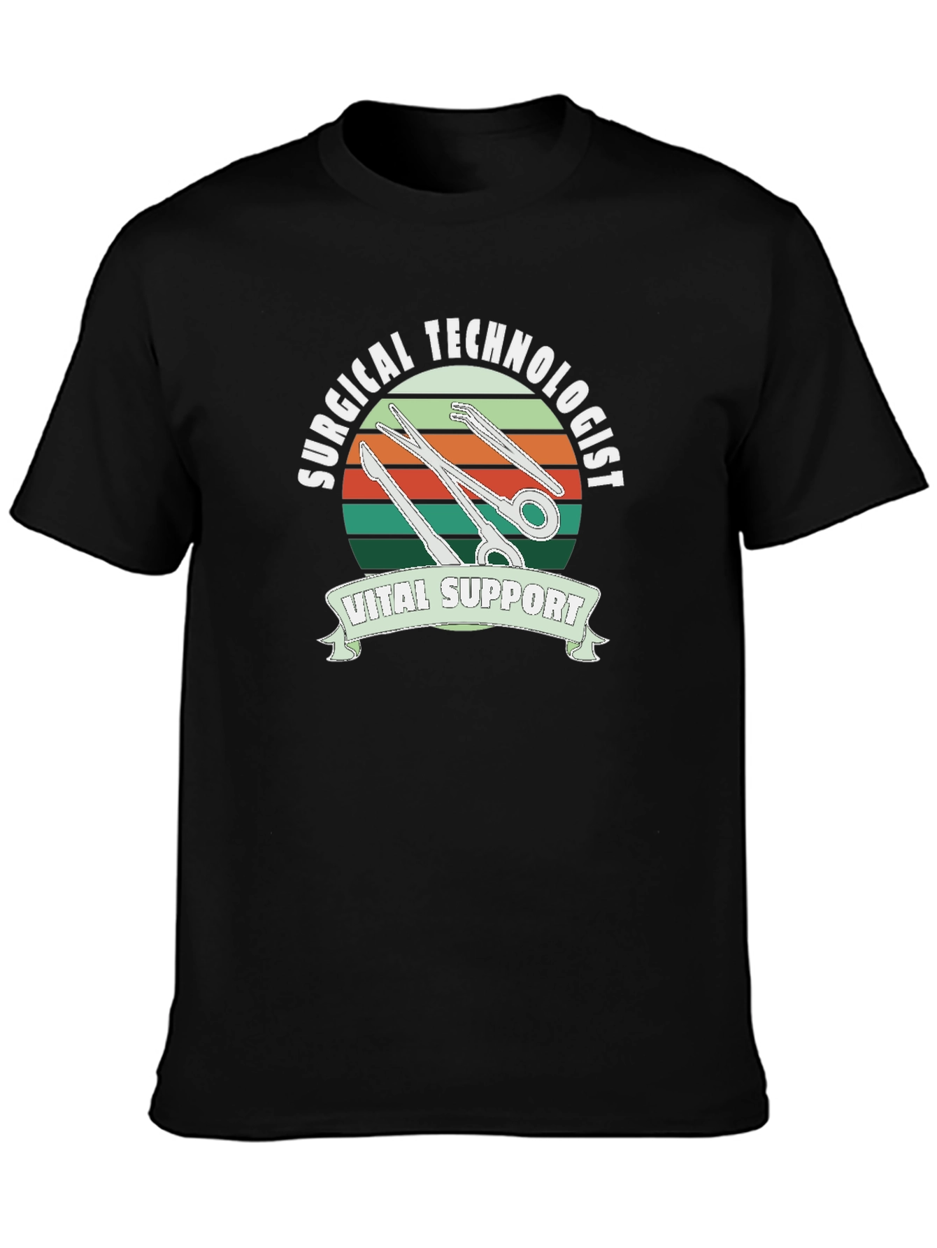 Surgical Technologist Vital Support Black T-Shirt