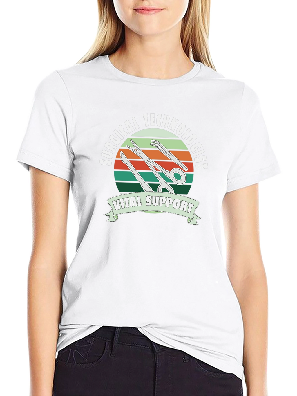Surgical Technologist Vital Support Black T-Shirt