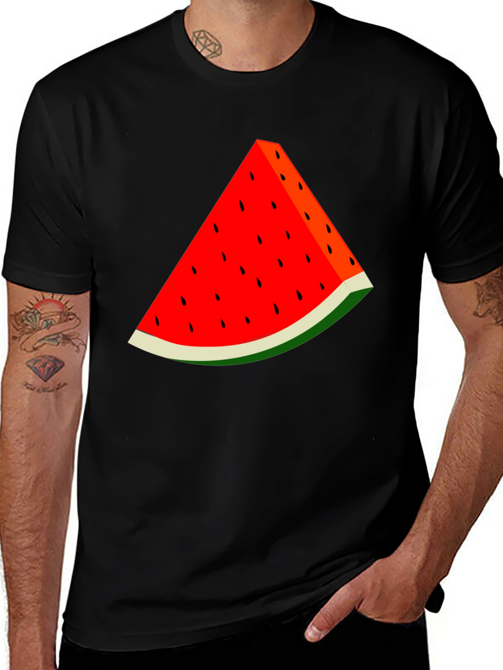 Watermelon Slice Graphic Black T-Shirt