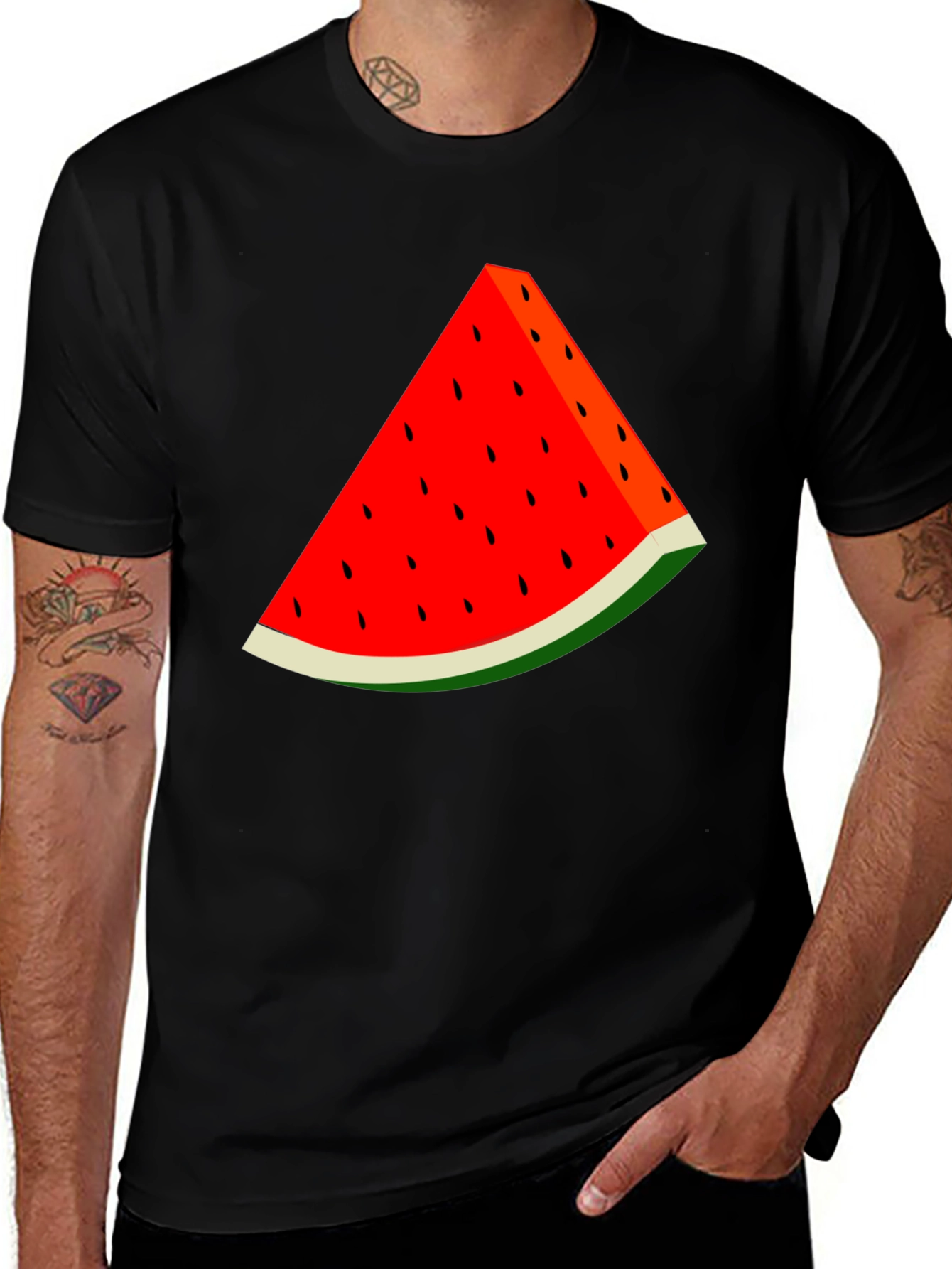 Watermelon Slice Graphic Black T-Shirt