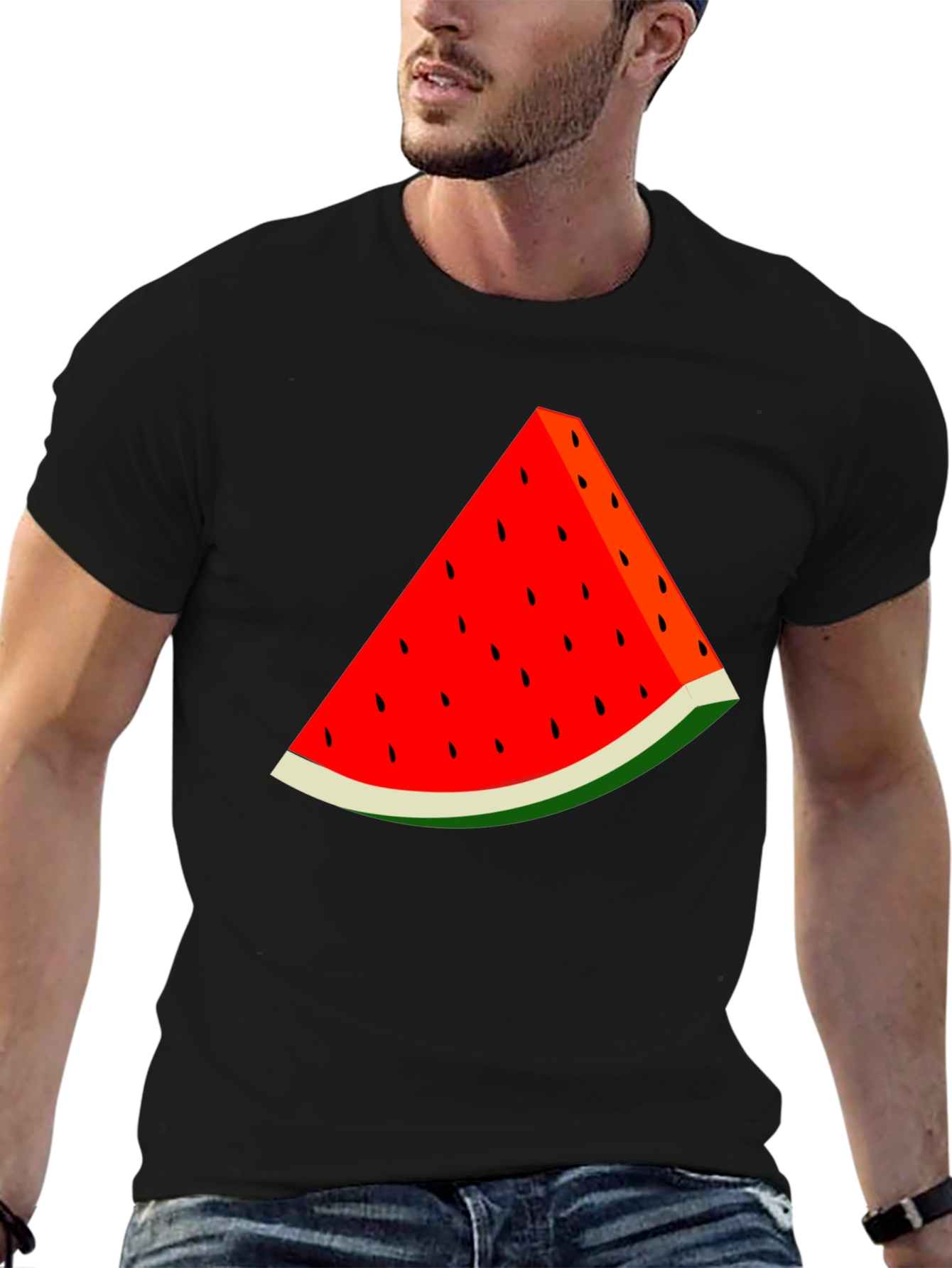 Watermelon Slice Graphic Black T-Shirt