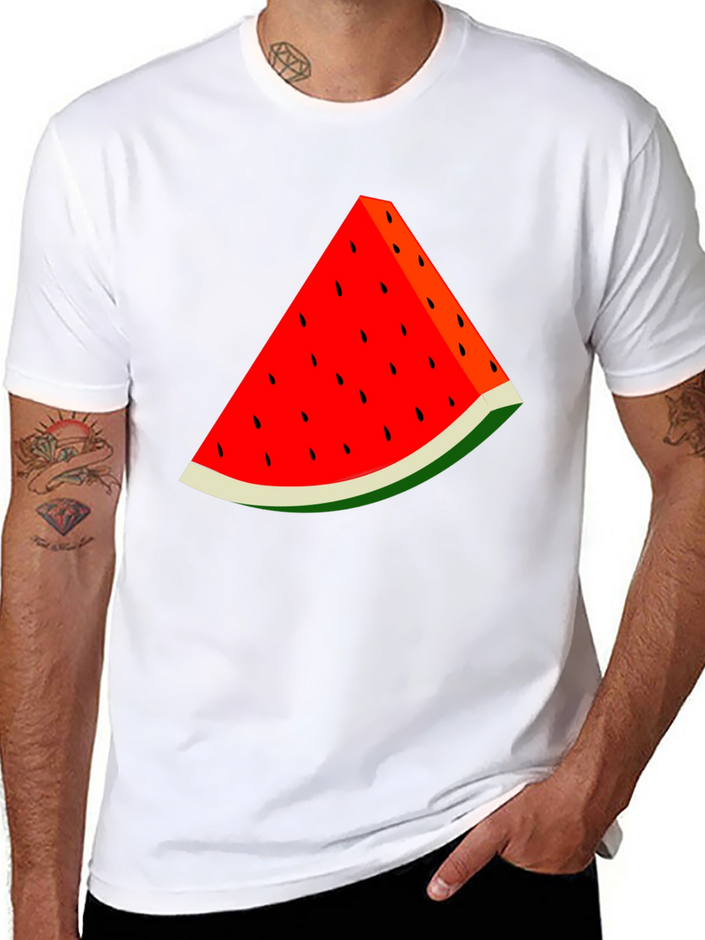 Watermelon Slice Graphic Black T-Shirt