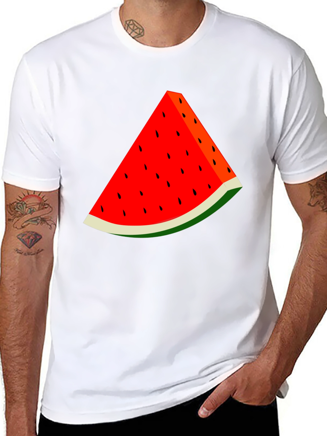 Watermelon Slice Graphic Black T-Shirt