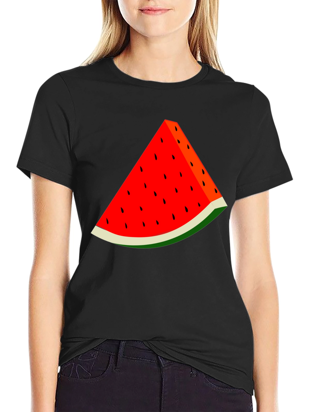 Watermelon Slice Graphic Black T-Shirt