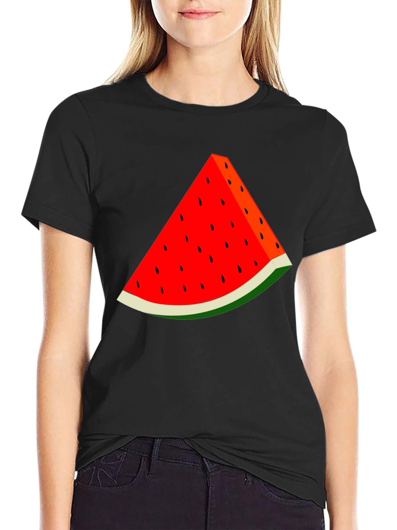 Watermelon Slice Graphic Black T-Shirt