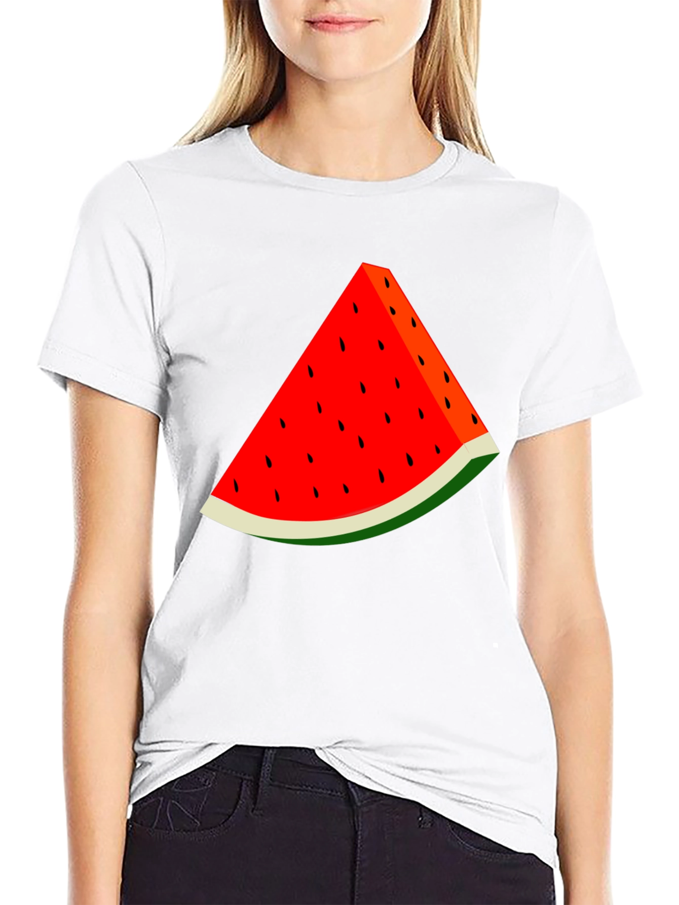 Watermelon Slice Graphic Black T-Shirt