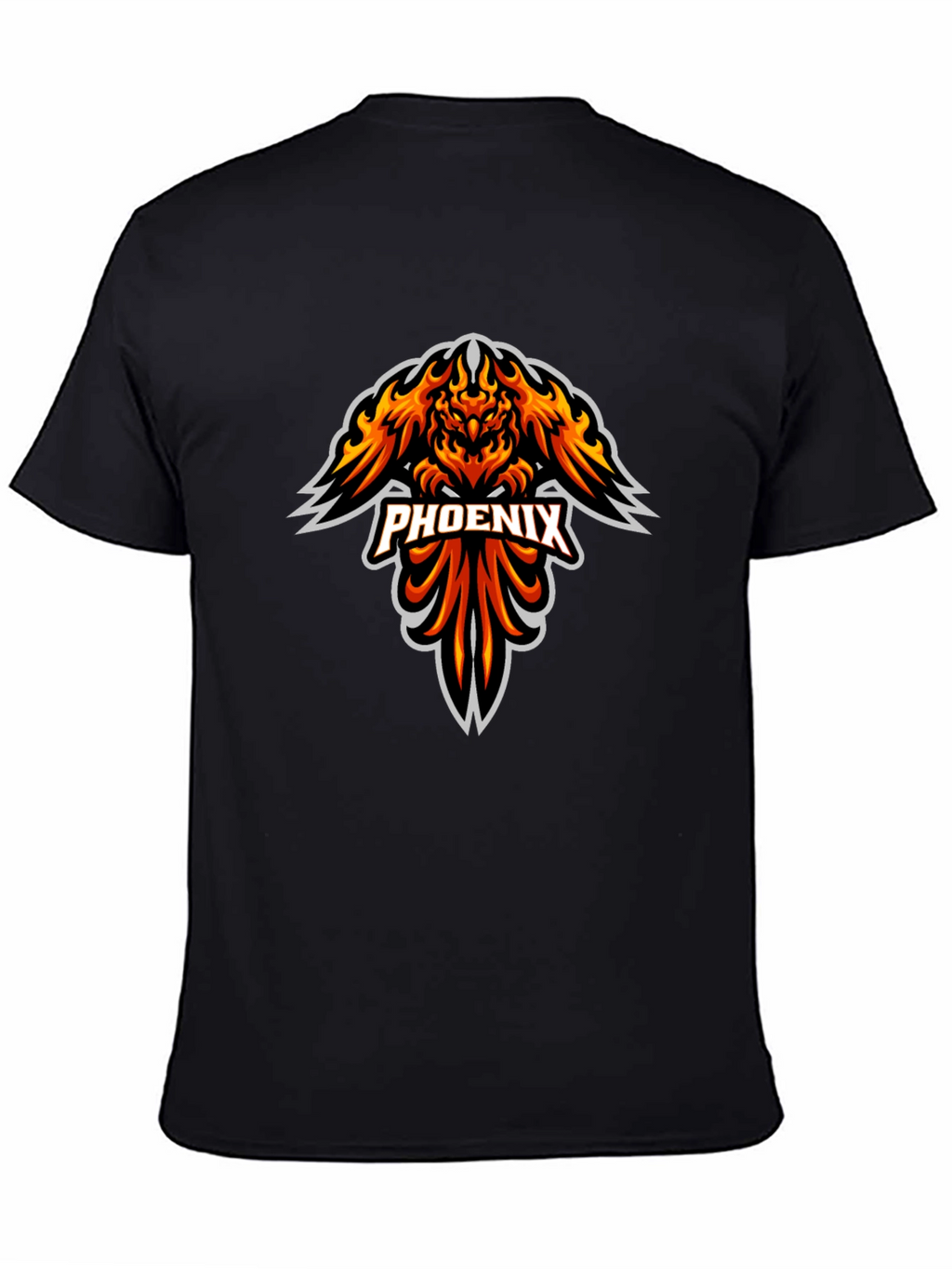 Fiery Phoenix Graphic Print Black T-Shirt