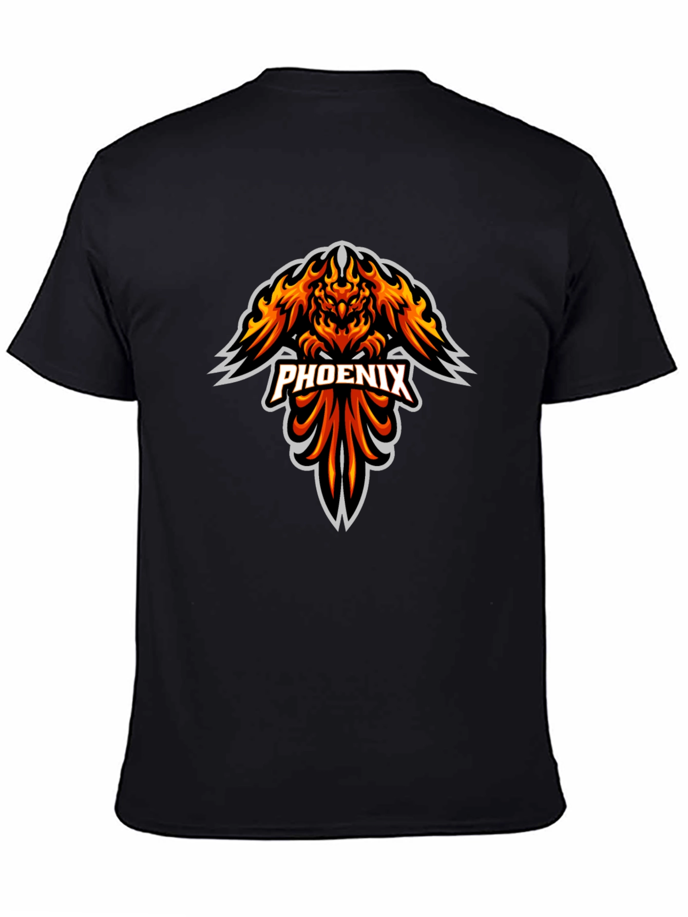 Fiery Phoenix Graphic Print Black T-Shirt