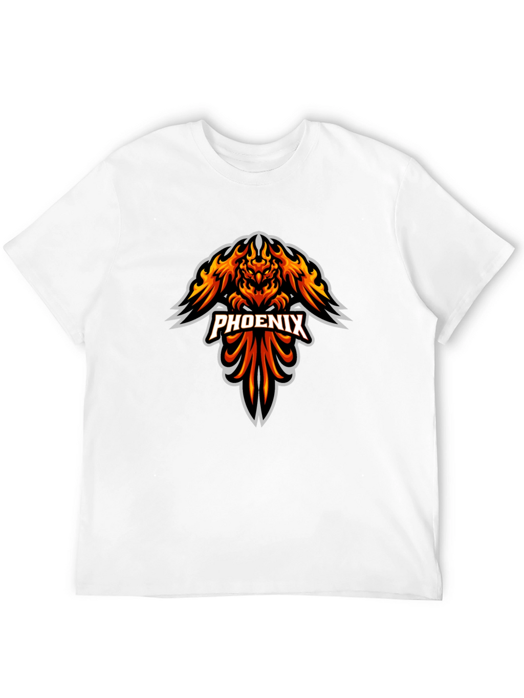 Fiery Phoenix Graphic Print Black T-Shirt