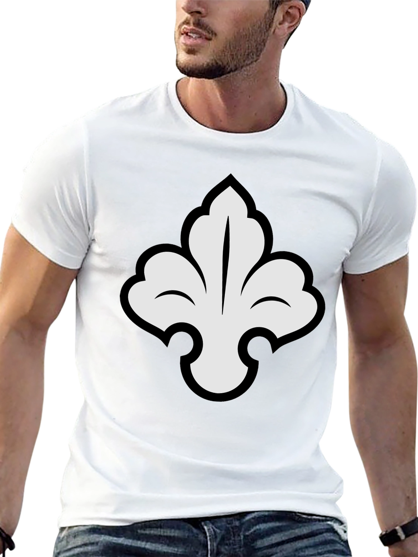 Elegant Fleur-de-lis Graphic Tee - Stylish Black T-Shirt