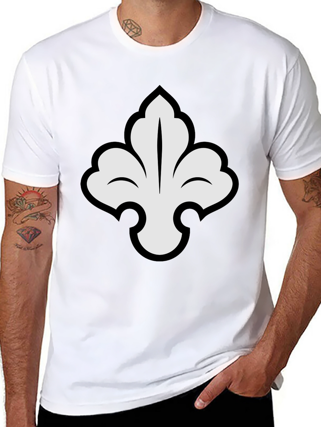 Elegant Fleur-de-lis Graphic Tee - Stylish Black T-Shirt