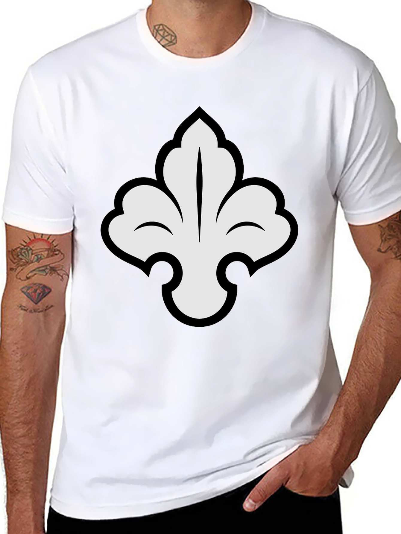 Elegant Fleur-de-lis Graphic Tee - Stylish Black T-Shirt