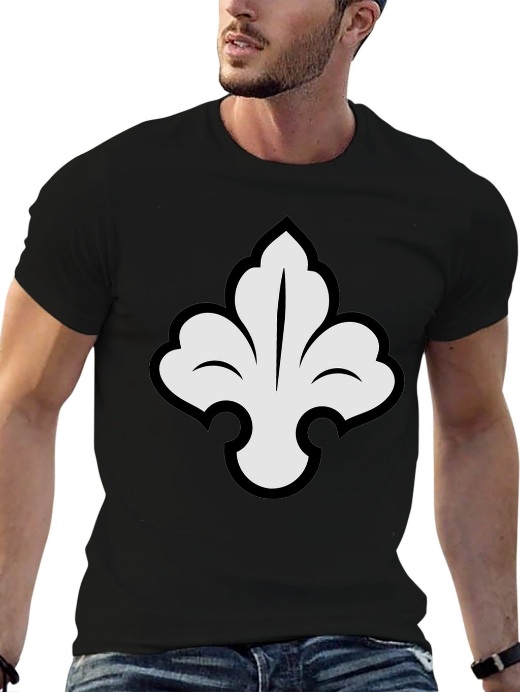 Elegant Fleur-de-lis Graphic Tee - Stylish Black T-Shirt