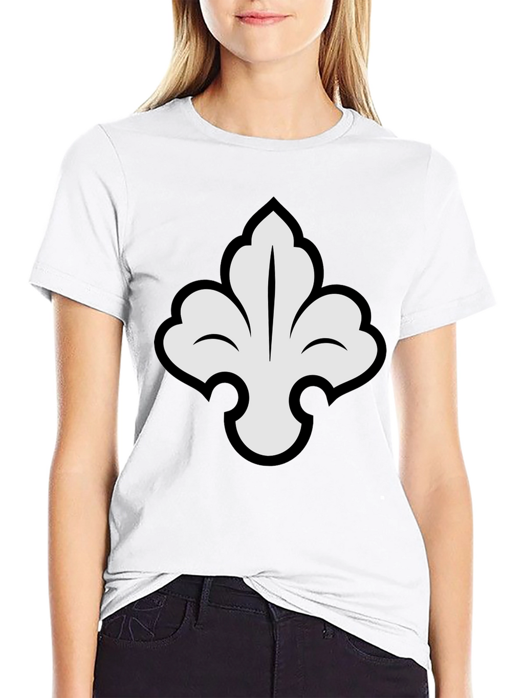 Elegant Fleur-de-lis Graphic Tee - Stylish Black T-Shirt