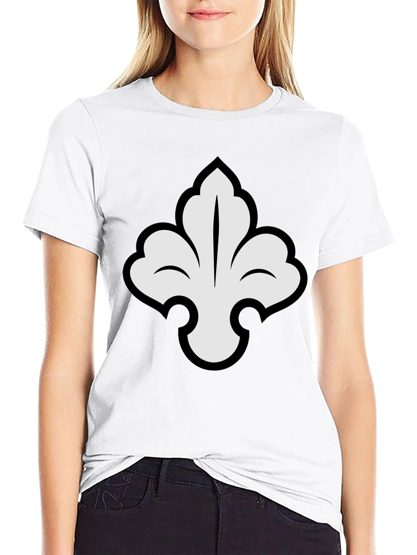 Elegant Fleur-de-lis Graphic Tee - Stylish Black T-Shirt