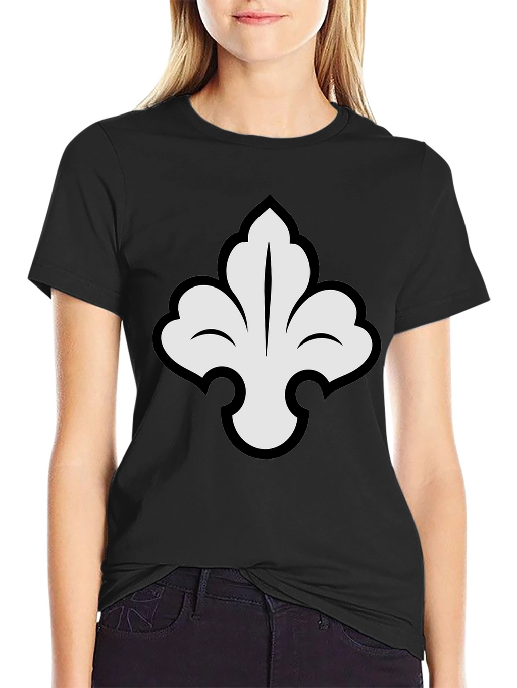Elegant Fleur-de-lis Graphic Tee - Stylish Black T-Shirt