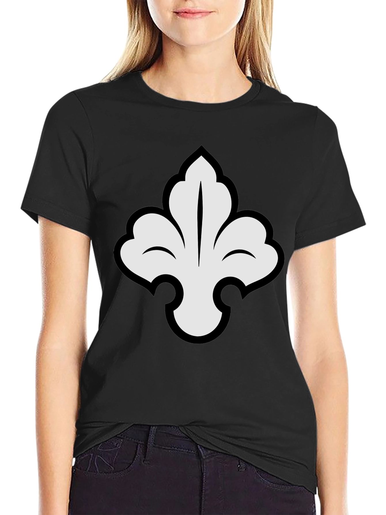 Elegant Fleur-de-lis Graphic Tee - Stylish Black T-Shirt