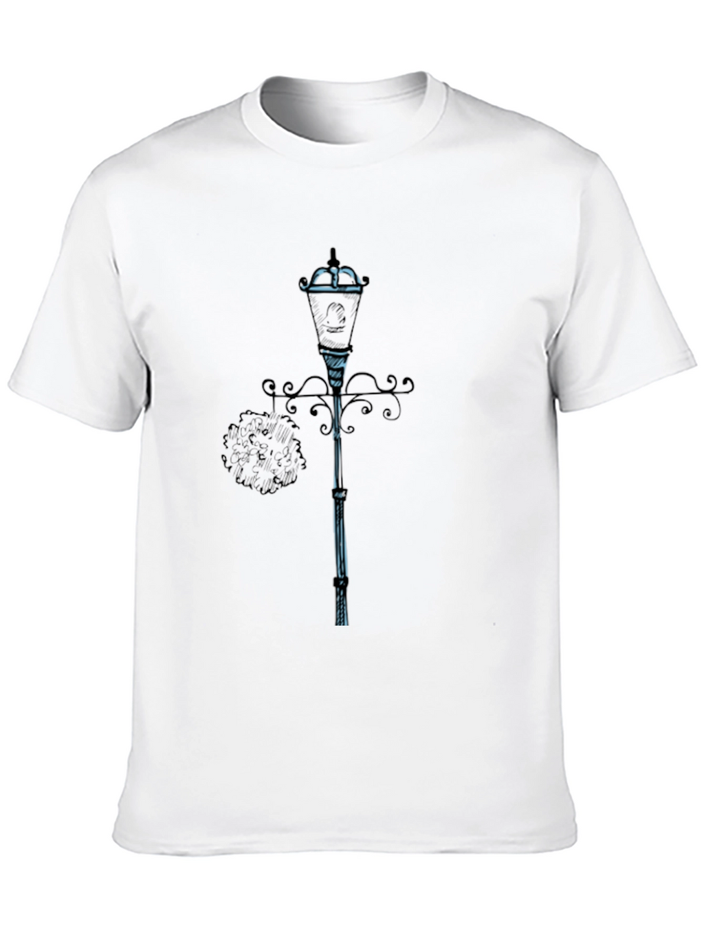 Stylish Black T-Shirt with Lamp Post Design