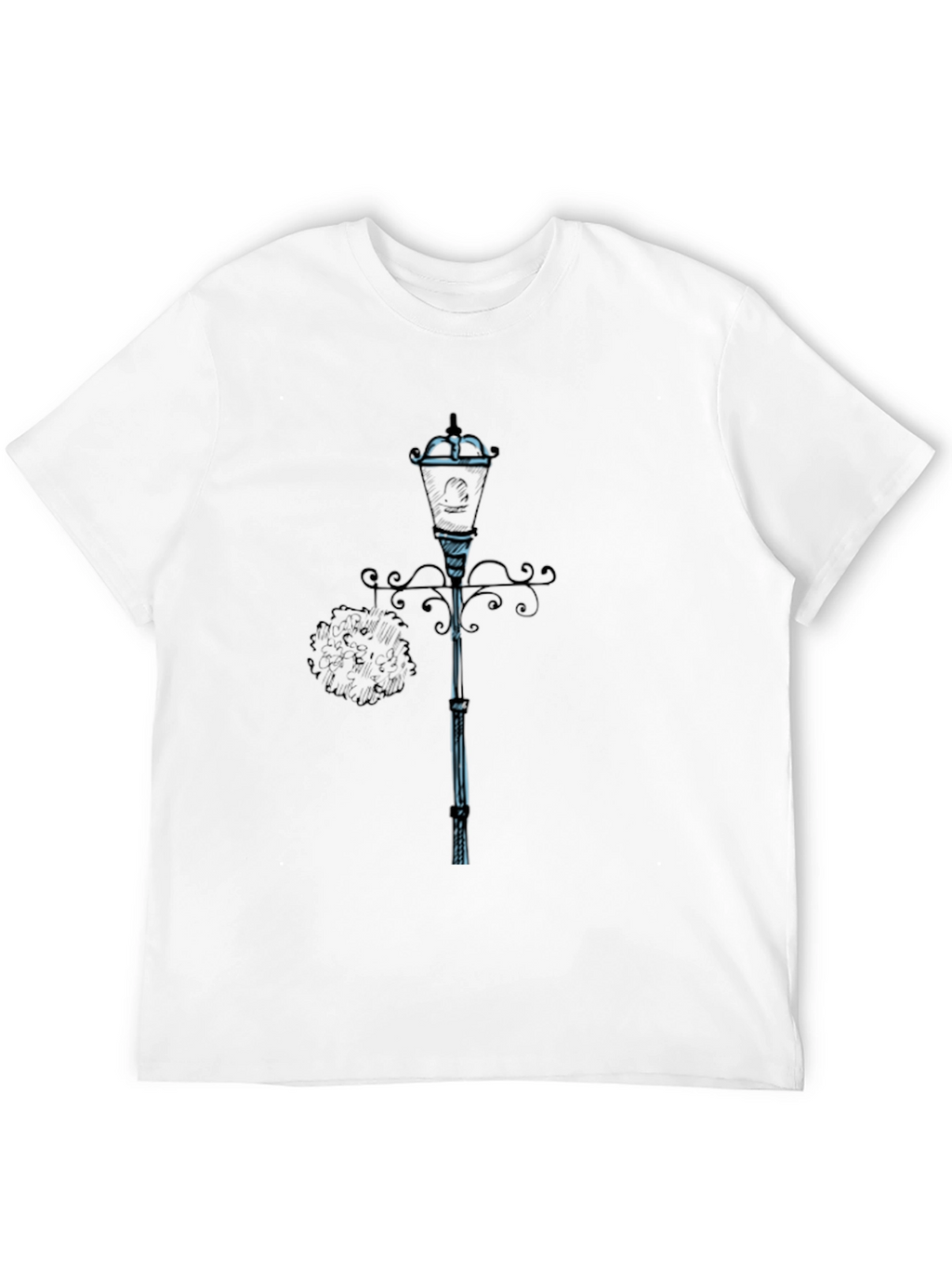 Stylish Black T-Shirt with Lamp Post Design