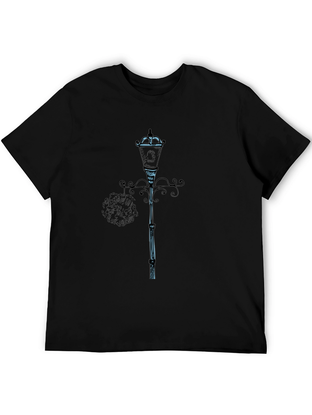 Stylish Black T-Shirt with Lamp Post Design