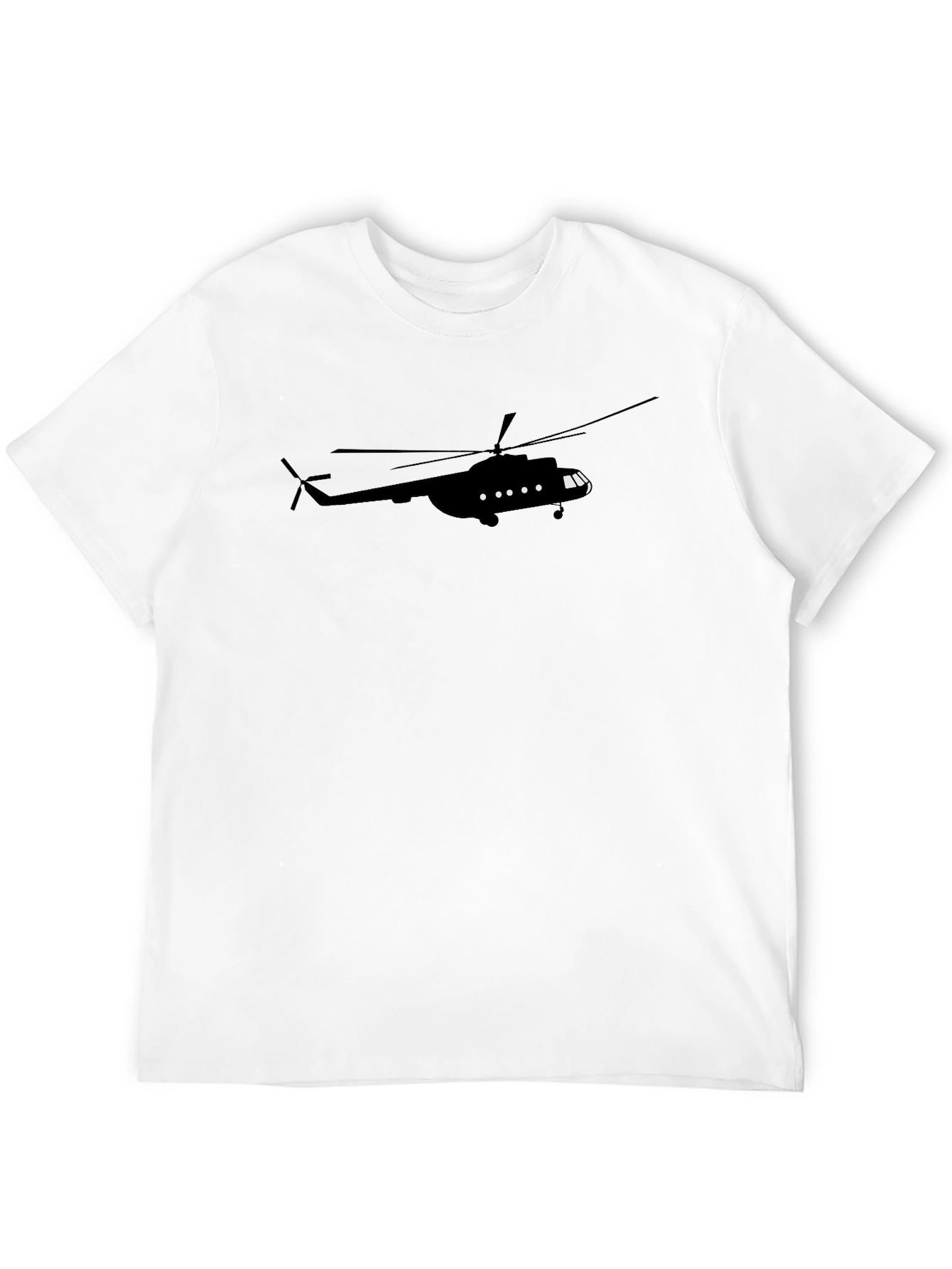 Helicopter Graphic Tee - Black Cotton T-Shirt