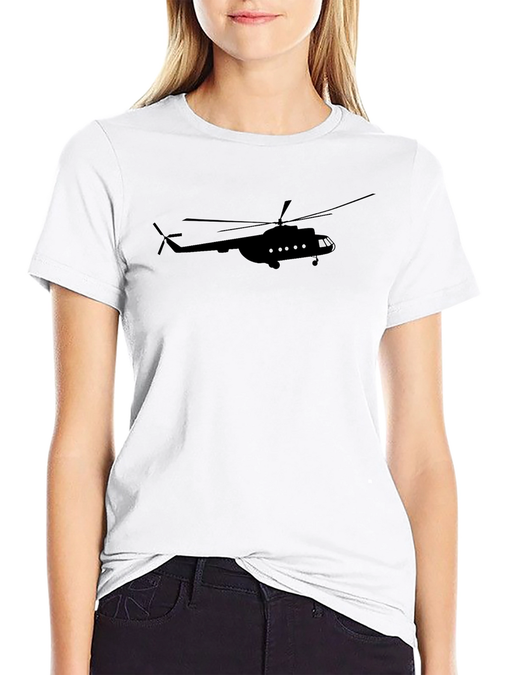 Helicopter Graphic Tee - Black Cotton T-Shirt