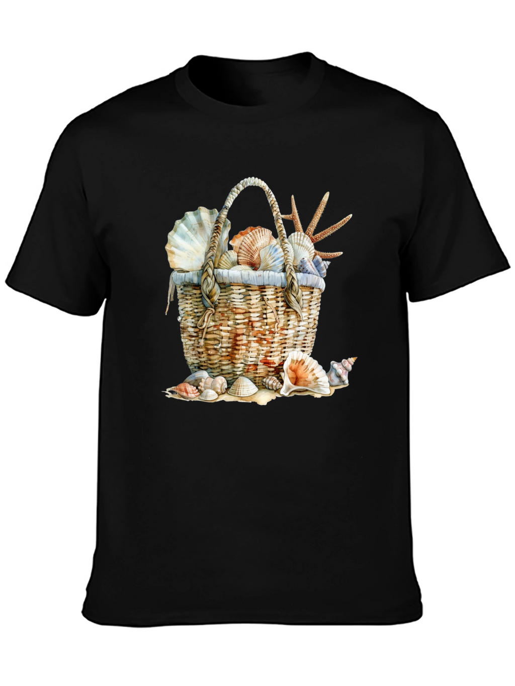 Seashell Basket Graphic Tee - Beach Lover T-Shirt