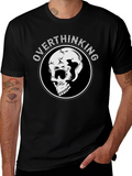 Overthinking Skull Graphic Black T-Shirt