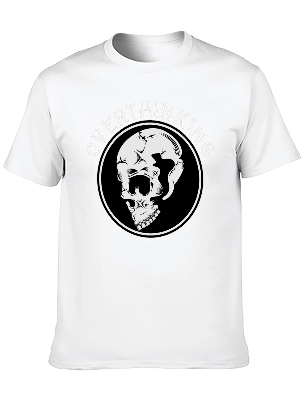 Overthinking Skull Graphic Black T-Shirt