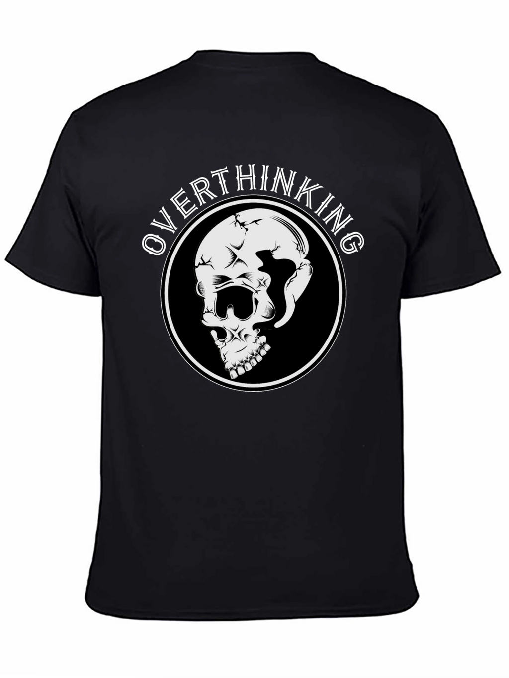 Overthinking Skull Graphic Black T-Shirt